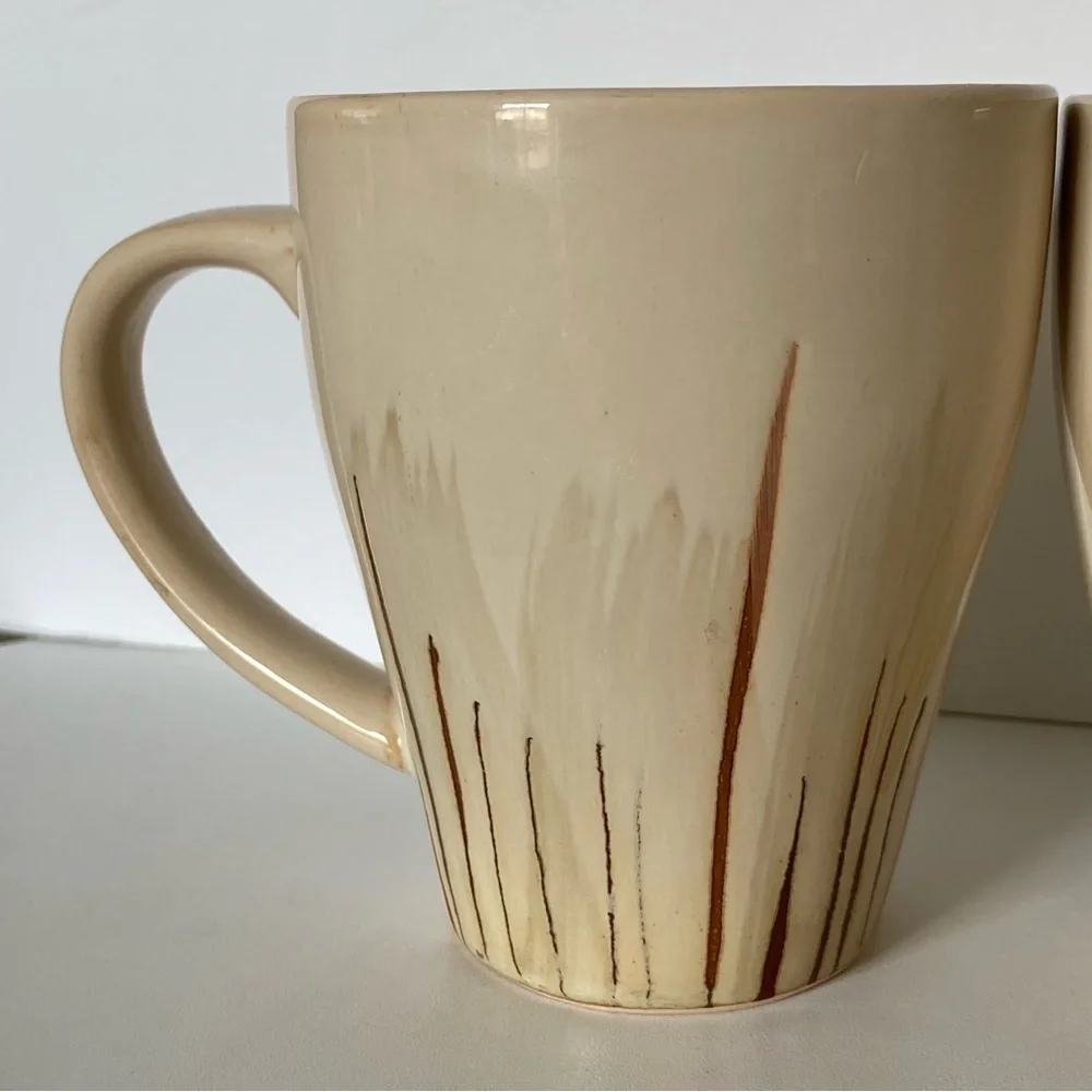 Pier 1 Imports Sanctuary Mugs Stoneware Set Of 2 Coffee Cups Mug Cup Beige